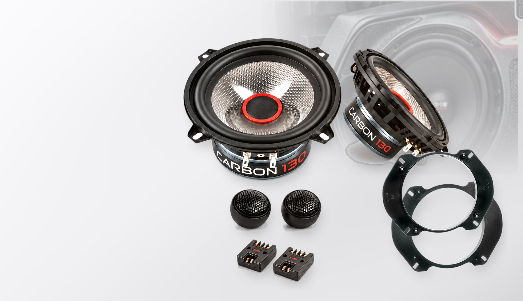 Pachet difuzoare dedicate Alfa Romeo Spider 1990-2006 - Audio System CARBON 130 mm