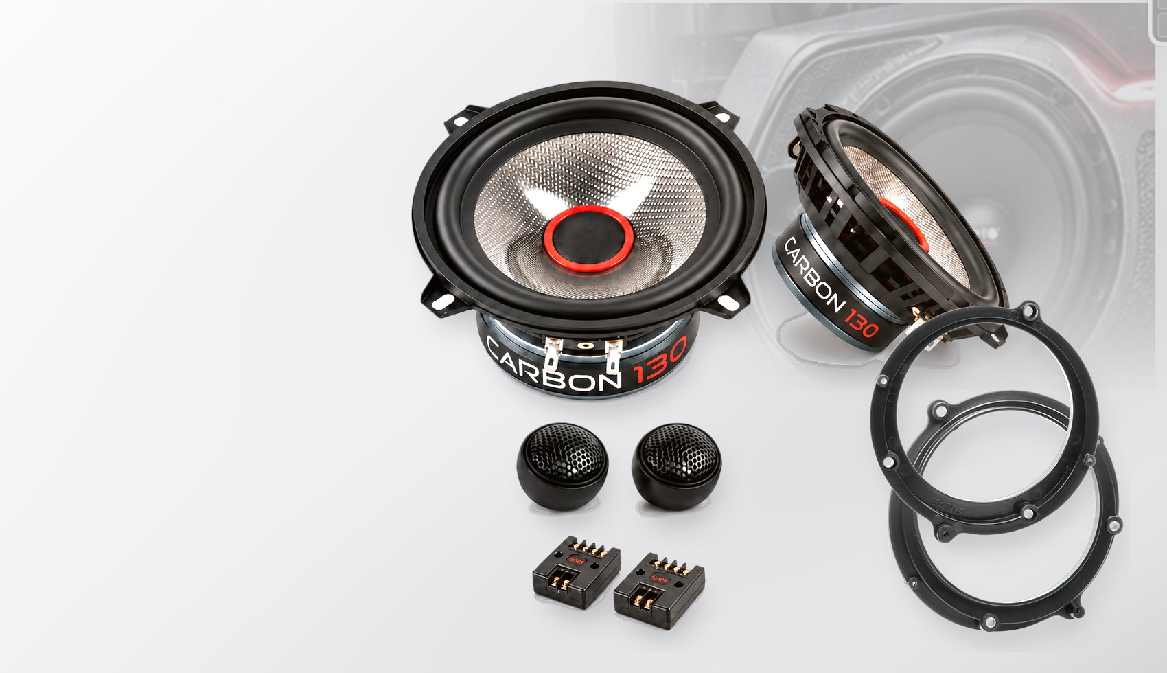 Pachet difuzoare dedicate Audi A4 (B5) 1994-2000 - Audio System CARBON 130 mm