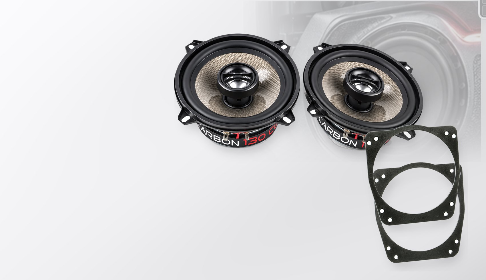 Pachet difuzoare dedicate Ford Fiesta (MK3/MK4/MK5) 1989-2001 - Audio System CARBON 130 mm