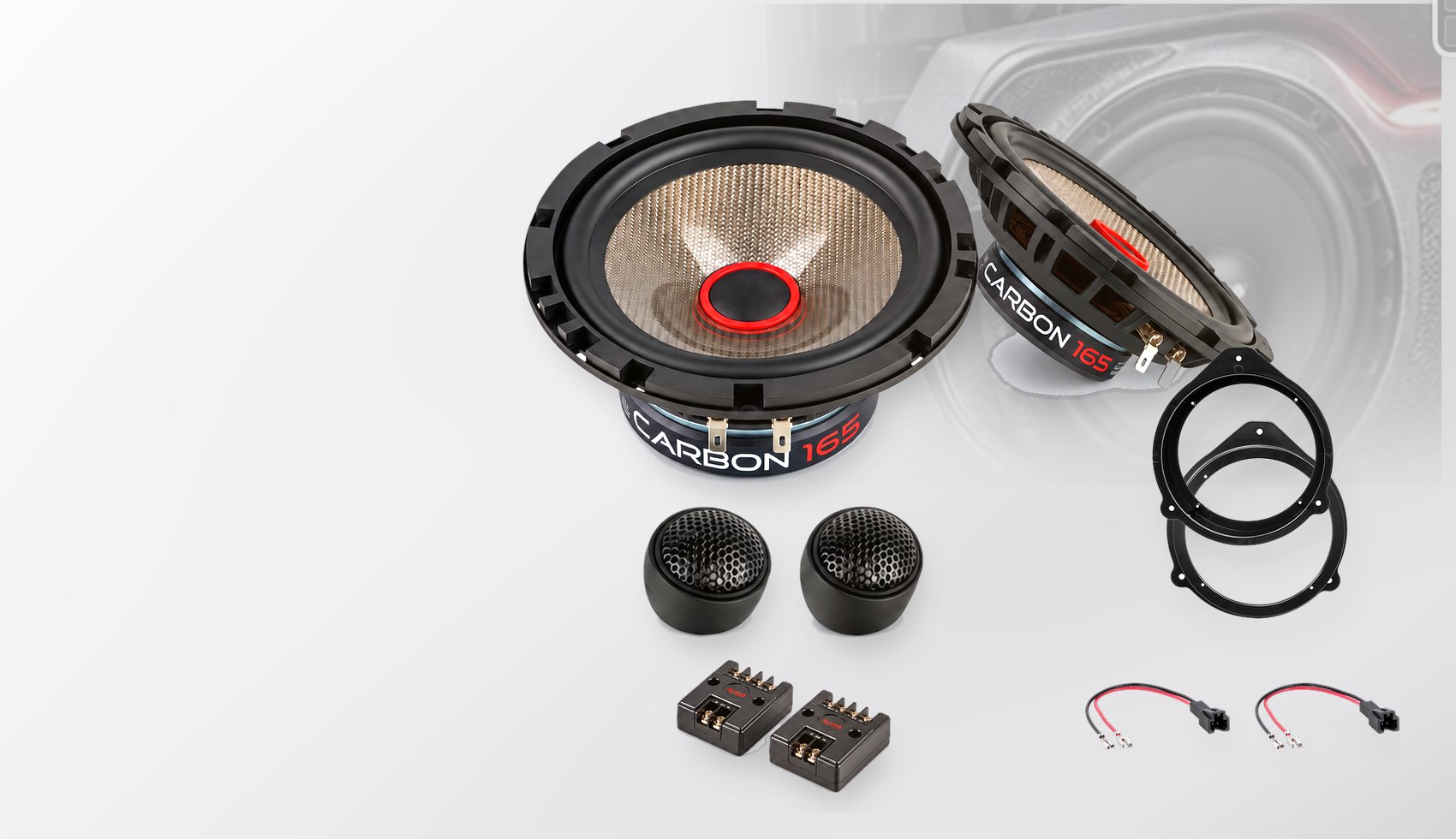 Pachet difuzoare dedicate Audi R8 (42) 2006-2015 - Audio System CARBON 165 mm