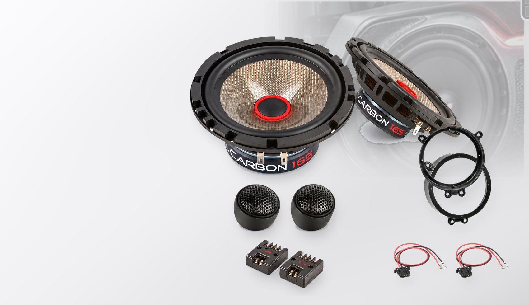 Pachet difuzoare dedicate Mercedes CLK (A209) Cabrio 2003-2010 - Audio System CARBON 165 mm